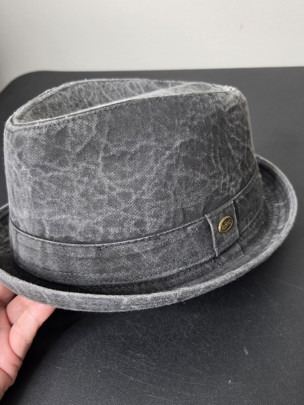 Epoch Hats Company Black Acid Wash Denim Fedora Hat